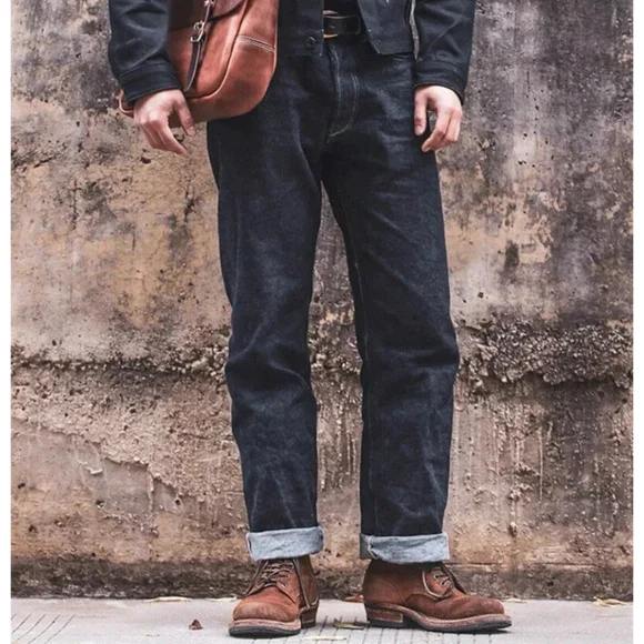 NON STOCK 15oz Raw Denim Selvedge Jeans Regular Fit Straight Rigid Version 34x34 - Picture 2 of 14